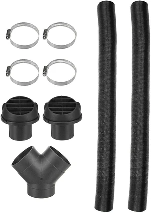 Diesel Parking Heater Duct Set, 75mm Warm Air Duct Pipe, Air Outlet, Y-Type Elbow & Clamps Diesel Parking Heater Duct Set, 75mm Warm Air Duct Pipe, Air Outlet, Y-Type Elbow & Clamps