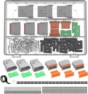 12-Pin DT Deutsch Connector Kit, Gray Waterproof with Solid Terminals & Sealing Plugs, 1420 AWG for Car/Truck/Motorcycle/Marine, 3 Sets 12-Pin DT Deutsch Connector Kit, Gray Waterproof with Solid Terminals & Sealing Plugs, 1420 AWG for Car/Truck/Motorcycle/Marine, 3 Sets