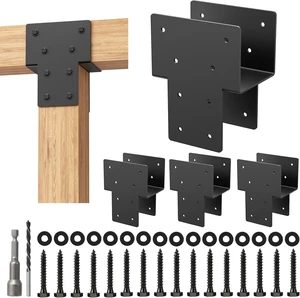 4x4 Post Cap Tie Brackets, Heavy-Duty Pergola Connector, 4Pcs 4x4 Post Cap Tie Brackets, Heavy-Duty Pergola Connector, 4Pcs