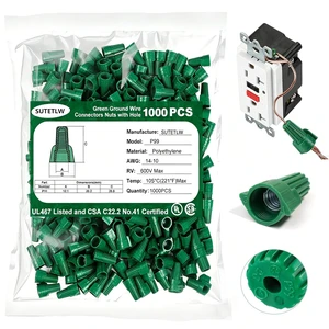 1000PCS Green Winged Ground Wire Nuts with Hole, 14-10 AWG Twist-On Screw-On Connectors, UL & CSA Certified for Grounding & Bonding 1000PCS Green Winged Ground Wire Nuts with Hole, 14-10 AWG Twist-On Screw-On Connectors, UL & CSA Certified for Grounding & Bonding