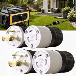 2 Set NEMA L5-30P & L5-30R 30 Amp Twist Lock Plug & Connector, 2P 3W Grounding, 30A 125V Industrial Grade for Generator & RV, Flame-Resistant Nylon V-2, UL Listed E355464 2 Set NEMA L5-30P & L5-30R 30 Amp Twist Lock Plug & Connector, 2P 3W Grounding, 30A 125V Industrial Grade for Generator & RV, Flame-Resistant Nylon V-2, UL Listed E355464