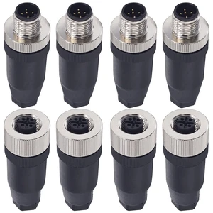 M12 5-Pin Male & Female Panel Aviation Connector, 12mm IP67 Waterproof Industrial Circular, 4 Sets M12 5-Pin Male & Female Panel Aviation Connector, 12mm IP67 Waterproof Industrial Circular, 4 Sets
