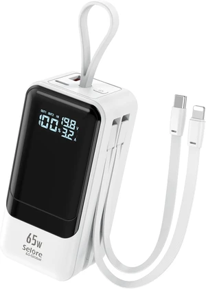 18400mAh 65W Laptop Power Bank, Fast Charging Portable Charger with Dual Built-in USB-C & Lightning Cables and LCD Display for MacBook/XPS 18400mAh 65W Laptop Power Bank, Fast Charging Portable Charger with Dual Built-in USB-C & Lightning Cables and LCD Display for MacBook/XPS