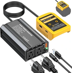 300W Power Inverter for Dewalt 20V Battery, DC 20V to AC 110V Portable Power Station with PD 65W Type-C, 2 AC Outlets, 2 USB-A & 1 Type-C 300W Power Inverter for Dewalt 20V Battery, DC 20V to AC 110V Portable Power Station with PD 65W Type-C, 2 AC Outlets, 2 USB-A & 1 Type-C
