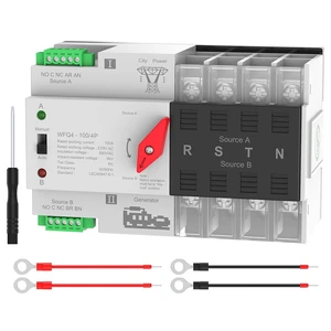 100A AC 220V Automatic Transfer Switch, 4P Dual Power ATS Auto/Manual DIN Rail Mount for Home Generator, RV & Backup Power 100A AC 220V Automatic Transfer Switch, 4P Dual Power ATS Auto/Manual DIN Rail Mount for Home Generator, RV & Backup Power