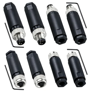 M8 4-Pin A-Code Male & Female Panel Connector, IP67, 4 Sets M8 4-Pin A-Code Male & Female Panel Connector, IP67, 4 Sets