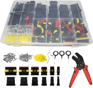 709Pcs Waterproof Wire Connector Kit, 43 Kits 1/2/3/4/5/6 Pin Weather Pack for 13-20 AWG with Ratchet Crimping Tool 709Pcs Waterproof Wire Connector Kit, 43 Kits 1/2/3/4/5/6 Pin Weather Pack for 13-20 AWG with Ratchet Crimping Tool