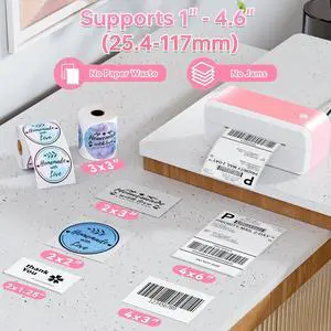 NASA Bluetooth Thermal Shipping Label Printer, Wireless 4x6 Label Printer for Shipping Packages & Small Business, Compatible with Android, IOS, Windows and Mac Pink NASA Bluetooth Thermal Shipping Label Printer, Wireless 4x6 Label Printer for Shipping Packages & Small Business, Compatible with Android, IOS, Windows and Mac Pink