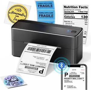 Bluetooth Thermal Label Printer, 241BT 4X6 Wireless Shipping Label Printer for Small Business, Labels Printers for Shipping Package Black Bluetooth Thermal Label Printer, 241BT 4X6 Wireless Shipping Label Printer for Small Business, Labels Printers for Shipping Package Black