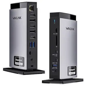 Docking Station 3 Monitors, Triple 4K@60Hz for MacBook M1/M2/M3/M4/Windows, Displaylink Dock with 3X HDMI or 2X DisplayPort, 130WPD,5 USB Ports, Ethernet, Audio, SD/TF Docking Station 3 Monitors, Triple 4K@60Hz for MacBook M1/M2/M3/M4/Windows, Displaylink Dock with 3X HDMI or 2X DisplayPort, 130WPD,5 USB Ports, Ethernet, Audio, SD/TF