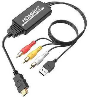 HDMI to RCA Converter HDMI to RCA Cable Adapter 1080P HDMI to AV 3RCA CVBs Composite Video Audio Supports NTSC for PC Laptop HDTV DVD VHC VCR HDMI to RCA Converter HDMI to RCA Cable Adapter 1080P HDMI to AV 3RCA CVBs Composite Video Audio Supports NTSC for PC Laptop HDTV DVD VHC VCR