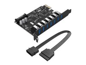 Super Speed 7 Port USB 3.0 PCI-E Express Card With A 15 Pin SATA Power Connector PCIE Adapter Super Speed 7 Port USB 3.0 PCI-E Express Card With A 15 Pin SATA Power Connector PCIE Adapter