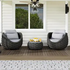 3 Pieces Woven Rope Patio Furniture Sofa Sets: Aluminum Outdoor Conversation Set of 2 - Assembled Modern Cushions Couch Armchair Table Set - All Weather for Indoor Deck Porch Pool Hotel 3 Pieces Woven Rope Patio Furniture Sofa Sets: Aluminum Outdoor Conversation Set of 2 - Assembled Modern Cushions Couch Armchair Table Set - All Weather for Indoor Deck Porch Pool Hotel