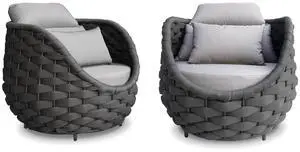2 Pcs Woven Rope Outdoor Chair: Aluminum Patio Accent Chair with Arms - Assembled Cushioned Lounge Chair For 400lbs - Morden Porch Furniture Seating for Deck Balcony Garden Backyard Hotel Resort 2 Pcs Woven Rope Outdoor Chair: Aluminum Patio Accent Chair with Arms - Assembled Cushioned Lounge Chair For 400lbs - Morden Porch Furniture Seating for Deck Balcony Garden Backyard Hotel Resort