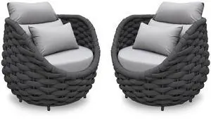 2 PCS Patio Rope Armchair: Aluminum Woven Accent Chair - Modern Garden Chair Assembled - All Weather 400lbs Outdoor Seating Porch Furniture Deck Balcony Hotel 2 PCS Patio Rope Armchair: Aluminum Woven Accent Chair - Modern Garden Chair Assembled - All Weather 400lbs Outdoor Seating Porch Furniture Deck Balcony Hotel
