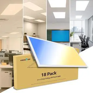 2x4 LED Flat Panel Light for Drop Ceiling, 18 Pack, 6600LM, 0-10V Dimmable, 4CCT 3000K/4000K/5000K/6000K, Selectable 40W/50W/60W, ETL Listed, 100-277V, 5-Year Warranty 2x4 LED Flat Panel Light for Drop Ceiling, 18 Pack, 6600LM, 0-10V Dimmable, 4CCT 3000K/4000K/5000K/6000K, Selectable 40W/50W/60W, ETL Listed, 100-277V, 5-Year Warranty