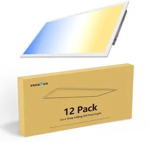 12 Pack 2x4 LED Flat Panel Lights - Drop Ceiling Light Fixture 5000K 4000K 3000K Selectable & 0-10v Dimmable, 50W 24x48 LED Light Fixture, 100-277Vac, ETL Listed 12 Pack 2x4 LED Flat Panel Lights - Drop Ceiling Light Fixture 5000K 4000K 3000K Selectable & 0-10v Dimmable, 50W 24x48 LED Light Fixture, 100-277Vac, ETL Listed