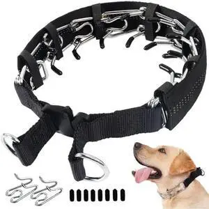 No Pull Dog Collar, Prong Collar for Small Medium Large Dogs, Pinch Collar for Dogs with Quick Release Buckle, Prong Collar Cover, Extra Links, Safety Clip, Rubber Tips No Pull Dog Collar, Prong Collar for Small Medium Large Dogs, Pinch Collar for Dogs with Quick Release Buckle, Prong Collar Cover, Extra Links, Safety Clip, Rubber Tips