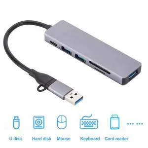 Docking Station Stable Output Widely Compatible Plug and Play Multiport Driver-free Data Transmission High-strength 6 in 1 USB C Dongle Adapter Computer Accessories Docking Station Stable Output Widely Compatible Plug and Play Multiport Driver-free Data Transmission High-strength 6 in 1 USB C Dongle Adapter Computer Accessories