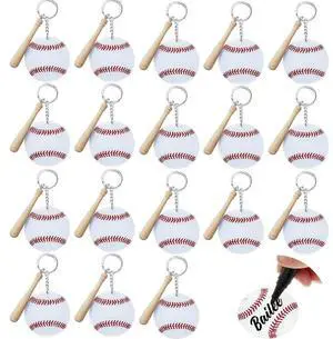 18 Set Baseball Softball Acrylic Keychain for Sublimation Vinyl Sticker DIY Crafting Keychain with Wooden Bat for DIY 18 Set Baseball Softball Acrylic Keychain for Sublimation Vinyl Sticker DIY Crafting Keychain with Wooden Bat for DIY