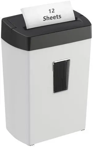 12-Sheet Cross-Cut Paper Shredder, P-4 Security, Credit Card & Document Shredder for Home/Office, 5-Min Run with Overheat Protection, Compact Handle, 5.5-Gal Bin, Black/White 12-Sheet Cross-Cut Paper Shredder, P-4 Security, Credit Card & Document Shredder for Home/Office, 5-Min Run with Overheat Protection, Compact Handle, 5.5-Gal Bin, Black/White