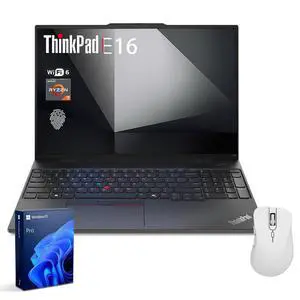 ThinkPad E16 Gen 2 Business Laptop, 16" FHD+, AMD Ryzen 7 7735HS, 16GB DDR5 RAM, 512GB SSD, Fingerprint, Backlit Keyboard, HDMI, Wi-Fi 6, Windows 11 Pro, Black, w/Bundle ThinkPad E16 Gen 2 Business Laptop, 16" FHD+, AMD Ryzen 7 7735HS, 16GB DDR5 RAM, 512GB SSD, Fingerprint, Backlit Keyboard, HDMI, Wi-Fi 6, Windows 11 Pro, Black, w/Bundle