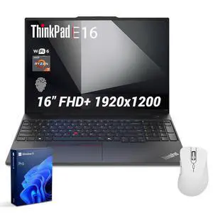 ThinkPad E16 Gen 2 Business Laptop, 16" FHD+, AMD Ryzen 7 7735HS, 64GB DDR5 RAM, 1TB SSD, Fingerprint, Backlit Keyboard, HDMI, Wi-Fi 6, Windows 11 Pro, Black, w/Bundle ThinkPad E16 Gen 2 Business Laptop, 16" FHD+, AMD Ryzen 7 7735HS, 64GB DDR5 RAM, 1TB SSD, Fingerprint, Backlit Keyboard, HDMI, Wi-Fi 6, Windows 11 Pro, Black, w/Bundle