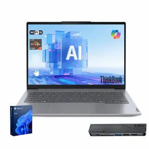ThinkBook 14 Business Laptop, 14" FHD+ Touchscreen, AMD Ryzen 7 170, 16GB DDR5 RAM, 512GB SSD, Fingerprint Reader, 1080p IR Camera, HDMI, Wi-Fi 6, Windows 11 Pro, Bundle w/ 7-in-1 Hub ThinkBook 14 Business Laptop, 14" FHD+ Touchscreen, AMD Ryzen 7 170, 16GB DDR5 RAM, 512GB SSD, Fingerprint Reader, 1080p IR Camera, HDMI, Wi-Fi 6, Windows 11 Pro, Bundle w/ 7-in-1 Hub