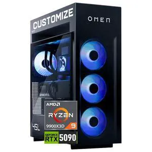 HP OMEN MAX 45L Customized Gaming Tower Desktop, AMD Ryzen 9 9900X3D, GeForce RTX 5090, 32GB-128GB DDR5, 1TB-4TB PCIe M.2 SSD, RGB Light Studio, DP, HDMI, Wi-Fi 7, Windows 11 Home, Black HP OMEN MAX 45L Customized Gaming Tower Desktop, AMD Ryzen 9 9900X3D, GeForce RTX 5090, 32GB-128GB DDR5, 1TB-4TB PCIe M.2 SSD, RGB Light Studio, DP, HDMI, Wi-Fi 7, Windows 11 Home, Black