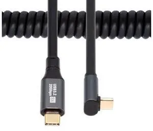 Stretch Coiled USB-C USB4 Cable 20Gbps 8K 100W Type-C Up Angled Male to Male Cable Power & Data for Laptop Keyboard Tablet Stretch Coiled USB-C USB4 Cable 20Gbps 8K 100W Type-C Up Angled Male to Male Cable Power & Data for Laptop Keyboard Tablet