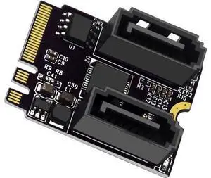 Key A+E PCI Express to SATA 3.0 6Gbps Dual Ports Adapter Converter Hard Drive Extension Card JMB582 2230 Key A+E PCI Express to SATA 3.0 6Gbps Dual Ports Adapter Converter Hard Drive Extension Card JMB582 2230