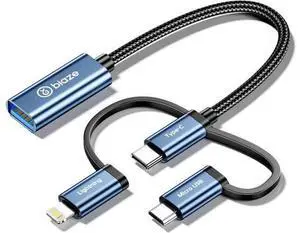 3-in-1 USB C/Micro USB/Lightning Male to USB 3.0 Female Adapter, iPhone OTG Cable Adapter Compatible with MacBook Pro/Air, iPhone 16/15 Series, SAM-SUNG Galaxy S25/S24/S23 3-in-1 USB C/Micro USB/Lightning Male to USB 3.0 Female Adapter, iPhone OTG Cable Adapter Compatible with MacBook Pro/Air, iPhone 16/15 Series, SAM-SUNG Galaxy S25/S24/S23