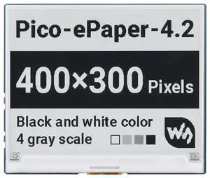 Waveshare 4.2inch E-Paper E-Ink Display Module for Raspberry Pi Pico 400×300 Pixels Black/White with SPI Interface Waveshare 4.2inch E-Paper E-Ink Display Module for Raspberry Pi Pico 400×300 Pixels Black/White with SPI Interface