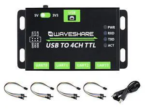 Waveshare Industrial USB to 4CH TTL Converter USB to UART with Multi Protection Circuits Multi Systems Support Waveshare Industrial USB to 4CH TTL Converter USB to UART with Multi Protection Circuits Multi Systems Support