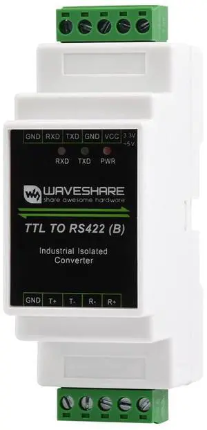 Waveshare Rail-Mount TTL To RS422 Isolated Converter, Anti-Surge, Multiple Isolation Protection Waveshare Rail-Mount TTL To RS422 Isolated Converter, Anti-Surge, Multiple Isolation Protection