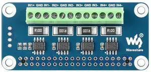 waveshare 4-ch Current/Voltage/Power Monitor HAT for Raspberry Pi with I2C/SMBus Interface waveshare 4-ch Current/Voltage/Power Monitor HAT for Raspberry Pi with I2C/SMBus Interface