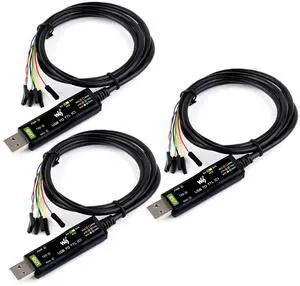 waveshare 3PCS Industrial USB to TTL (C) 6pin Serial Cable, Original FT232RNL Chip, Multi Protection Circuits, Multi Systems Support, with Hardware Flow Control waveshare 3PCS Industrial USB to TTL (C) 6pin Serial Cable, Original FT232RNL Chip, Multi Protection Circuits, Multi Systems Support, with Hardware Flow Control