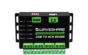 Waveshare Industrial USB to 4Ch RS485 Converter, Multi Protection Circuits, Multi Systems Support, Aluminium Alloy Case, Wall-Mount & Rail-Mount Support Waveshare Industrial USB to 4Ch RS485 Converter, Multi Protection Circuits, Multi Systems Support, Aluminium Alloy Case, Wall-Mount & Rail-Mount Support