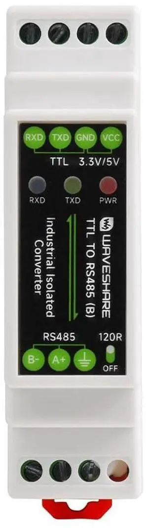 Waveshare Rail-Mount TTL to RS485 Isolated Converter, Multi-Isolation Protection, Compatible with TTL/RS485 Standard Waveshare Rail-Mount TTL to RS485 Isolated Converter, Multi-Isolation Protection, Compatible with TTL/RS485 Standard