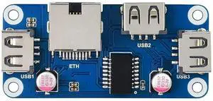 Waveshare Ethernet/USB HUB HAT (B), Compatible with Raspberry Pi Zero/Zero W/4B/3B/3B+, 1x RJ45 Ethernet Port, 3X USB 2.0 Ports Waveshare Ethernet/USB HUB HAT (B), Compatible with Raspberry Pi Zero/Zero W/4B/3B/3B+, 1x RJ45 Ethernet Port, 3X USB 2.0 Ports