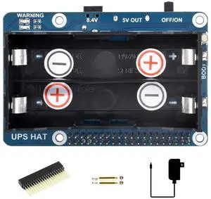 Waveshare UPS HAT for Raspberry Pi 4B, 5V Uninterruptible Power Supply Charge and Power Output at The Same Time Waveshare UPS HAT for Raspberry Pi 4B, 5V Uninterruptible Power Supply Charge and Power Output at The Same Time