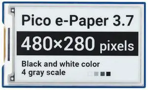 waveshare 3.7inch E-Paper E-Ink Display Module for Raspberry Pi Pico 480×280 Pixels Black/White SPI Interface Support Partial Refresh waveshare 3.7inch E-Paper E-Ink Display Module for Raspberry Pi Pico 480×280 Pixels Black/White SPI Interface Support Partial Refresh