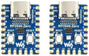 Waveshare RP2040-Zero High-Performance Pico-Like MCU Board Based On Raspberry Pi Microcontroller RP2040 Castellated Module Allows Soldering Direct to Carrier Boards-2pcs Waveshare RP2040-Zero High-Performance Pico-Like MCU Board Based On Raspberry Pi Microcontroller RP2040 Castellated Module Allows Soldering Direct to Carrier Boards-2pcs