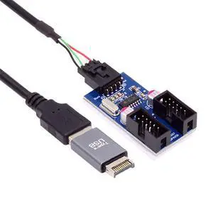 USB 3.1 Front Panel Header Male Type-E to USB 2.0 Type-A Male 1 to 2 Female Motherboard 9pin 10pinHeader HUB Adapter Port Multiplier USB 3.1 Front Panel Header Male Type-E to USB 2.0 Type-A Male 1 to 2 Female Motherboard 9pin 10pinHeader HUB Adapter Port Multiplier