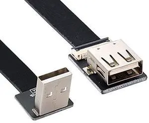 Up Angled USB 2.0 Type-A Male to Female Extension Data Flat Slim FPC Cable for FPV & Disk & Scanner & Printer 20CM Up Angled USB 2.0 Type-A Male to Female Extension Data Flat Slim FPC Cable for FPV & Disk & Scanner & Printer 20CM