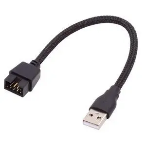 Single USB 2.0 Male Type-A to Motherboard 9Pin 10Pin Male Header Cable with Sleeve 20cm Single USB 2.0 Male Type-A to Motherboard 9Pin 10Pin Male Header Cable with Sleeve 20cm