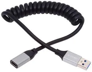 Cable USB 3.0 Type-A Male to USB-C Type-C Female Stretch Coiled Cable 100cm Extension 5Gbps for Disk Phone Camera Data Cable USB 3.0 Type-A Male to USB-C Type-C Female Stretch Coiled Cable 100cm Extension 5Gbps for Disk Phone Camera Data