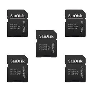 5 Pack -Sandisk MicroSD MicroSDHC to SD SDHC Adapter. Works with Memory Cards up to 32GB Capacity (Bulk Packaged). 5 Pack -Sandisk MicroSD MicroSDHC to SD SDHC Adapter. Works with Memory Cards up to 32GB Capacity (Bulk Packaged).