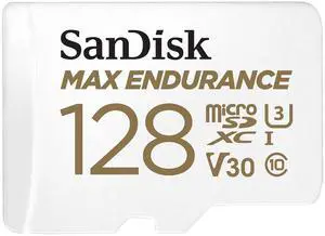 128GB MAX Endurance microSDXC Card with Adapter for Home Security Cameras and Dash cams - C10, U3, V30, 4K UHD, Micro SD Card - SDSQQVR-128G-GN6IA 128GB MAX Endurance microSDXC Card with Adapter for Home Security Cameras and Dash cams - C10, U3, V30, 4K UHD, Micro SD Card - SDSQQVR-128G-GN6IA