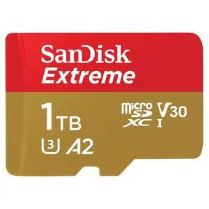 1TB Extreme microSD UHS I Card for 4K Video on Smartphones, Action Cams & Drones 190MB/s Read, 130MB/s Write SDSQXAV 1T00 GN6MN, Red/Gold 1TB Extreme microSD UHS I Card for 4K Video on Smartphones, Action Cams & Drones 190MB/s Read, 130MB/s Write SDSQXAV 1T00 GN6MN, Red/Gold